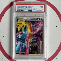 2010 Pokemon HG & SS Darkrai & Cresselia Triumphant Legendary Holo PSA 5 EX - Image 1