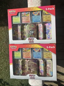 READ DESCRIPTION Pokemon TCG Scarlet & Violet 151 Mini Tins Costco Sealed 5-Pack - Image 2