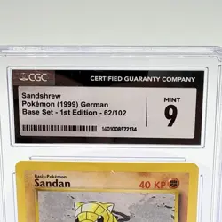 Pokemon Sandshrew 62/102 Base Set 1st Edition German 1999 CGC Mint 9.5 Card - Image 3