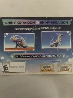 POKEMON SCARLET / VIOLET -SHINY MIRAIDON OR SHINY KORAIDON CODE CARD UNSCRATCHED - Image 1