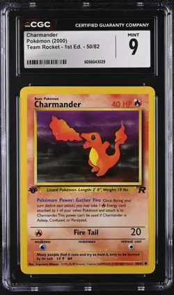 CGC 9 MINT Charmander Team Rocket 1st Edition 50/82 Pokemon Card psa - Image 1