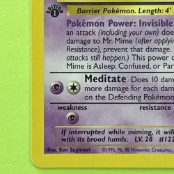 Pokemon TCG Mr. Mime Jungle Card 22/64 1st Edition Rare - Image 2