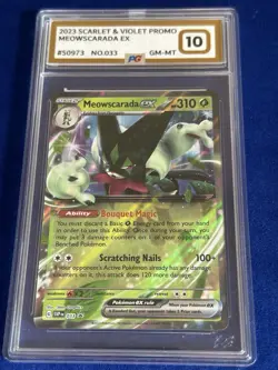 Pokemon Meowscarada EX TCG Card SVP033 Black Star Promo, PG Grade 10 - Image 1