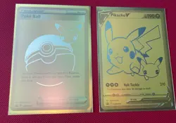 Pokemon Celebrations Pikachu V & PokeBall UPC Gold Promo Cards 2021 25th - Image 1
