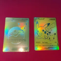 Pokemon Celebrations Pikachu V & PokeBall UPC Gold Promo Cards 2021 25th - Image 2