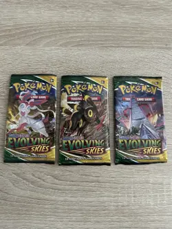 Pokemon Cards Evolving Skies EMPTY Art Packs X3 Set with Bonus Gift - Image 1