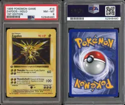 1st Edition Shadowless Zapdos 16/102 Base Set Pokemon Card PSA 8 - Image 1