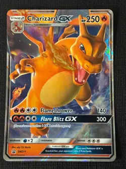 2019 POKEMON SUN & MOON HIDDEN FATES BLACK STAR PROMO CHARIZARD GX SM211 HOLO - Image 1