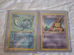 Abra And Poliwag Pokemon Shadowless Base Set 1st Edition 59 43/102 First Ed - Image 1