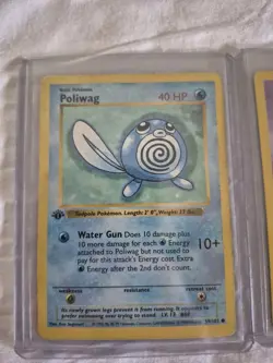 Abra And Poliwag Pokemon Shadowless Base Set 1st Edition 59 43/102 First Ed - Image 3