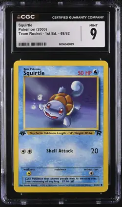 2000 Pokemon TCG Team Rocket #68/82 Squirtle 1st Edition PSA CGC 9 - Image 1