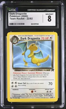 PSA CGC 8 Dark DRAGONITE 22/82 Non-Holo Rare TEAM ROCKET Pokemon 2000 - Image 1