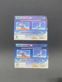 Pokemon Scarlet And Violet Serial Codes Shiny Koraidon or Miraidon UNSCRATCHED! - Image 2