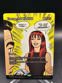 x1 Unexpected Windfall - Borderless M MTG Marvel Spider Man M/NM, English - Image 1