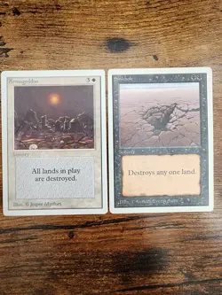 MTG ⭐Armageddon & Sinkhole⭐ UNLIMITED ⭐MP/LP⭐ ⭐18 HQ pics ⭐1993 Vintage Magic x2 - Image 1