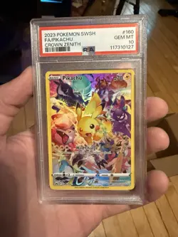 2023 POKEMON SWORD & SHIELD CROWN ZENITH #160 FULL ART/PIKACHU PSA 10 - Image 1