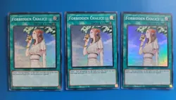 x3 Playset NM Yugioh Forbidden Chalice - OP19-EN011 - Super Rare - Unlimited - Image 1