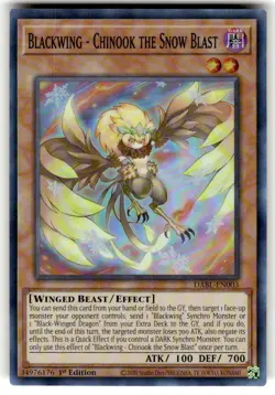 Yugioh -Blackwing - Chinook the Snow Blast - DABL-EN003 Super Rare 1st Ed NM - Image 1