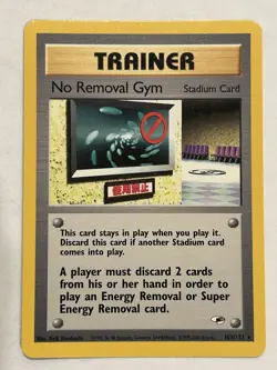 Pokemon TCG No Removal Gym Stadium Card Trainer Rare 103/132 Gym Heroes WOTC LP - Image 1