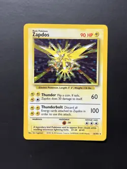 Pokemon TCG Zapdos Base Set Holo Unlimited Rare Card 16/102 Near Mint NM - Image 1