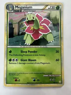 Pokemon Card -Meganium 26/123 - Holo - HP 130 - HeartGold & SoulSilver set - LP - Image 1