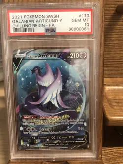 2021 POKEMON SWSH GALARIAN ARTICUNO V CHILLING REIGHN-FA CARD#170 GEM MT PSA 10 - Image 1