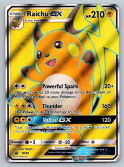 Pokemon TCG Raichu GX Ultra Rare Holo Full Art SM90 Sun & Moon Promo Card - Image 1
