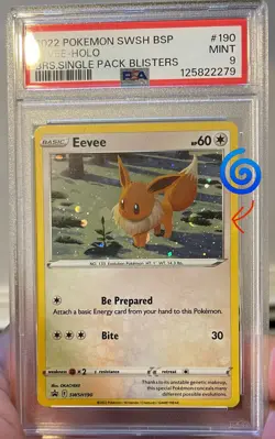 PSA 9 Eevee Black Star Promo 2022 Swirl 🌀 #190 Brilliant Stars Blister Pokemon - Image 1