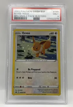PSA 9 Eevee Black Star Promo 2022 Swirl 🌀 #190 Brilliant Stars Blister Pokemon - Image 2
