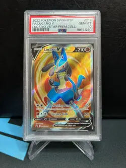 LUCARIO V 2022 Pokemon SWSH Full Art Black Star Promo SWSH213 - PSA 10 GEM MINT - Image 1