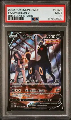 2022 Pokemon Sword & Shield Brilliant Stars Umbreon V #TG22 Fa PSA 9 - Image 1