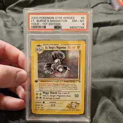 Lt. Surge’s Magneton Gym Heroes 1st Edition 8/132 Holo Rare English - PSA 8 - Image 1