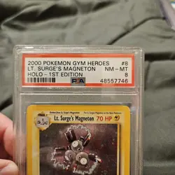 Lt. Surge’s Magneton Gym Heroes 1st Edition 8/132 Holo Rare English - PSA 8 - Image 2