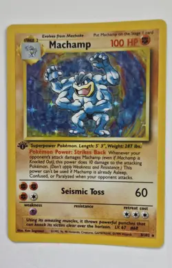 1999 Pokemon Machamp 1st Edition Holo 8/102 Base Set - WOTC - Raw - Image 1