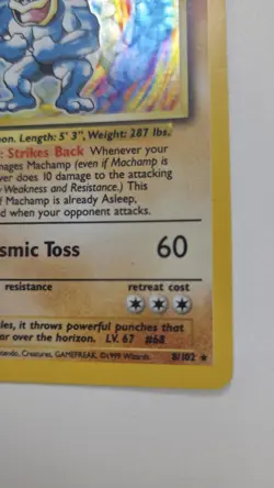 1999 Pokemon Machamp 1st Edition Holo 8/102 Base Set - WOTC - Raw - Image 5