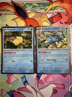 Pokemon TCG Mega Evolutions Psyduck 007 Golduck 008 Black Star Promo Holo NEW NM - Image 1