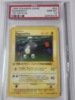 1999 Pokemon Base Set 1ST Edition #53 Magnemite Shadowless PSA 10 - Image 2