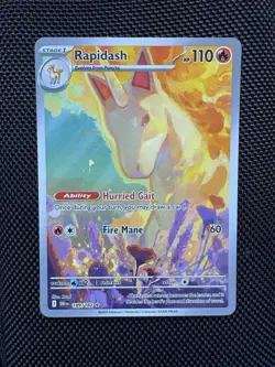 Pokemon TCG Destined Rivals Rapidash Art Rare Card 189/182 - Image 1
