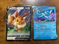 Eevee Evolution Pokemon Card Gift Set - Includes Eevee & Vaporeon Ready-to-Gift - Image 1