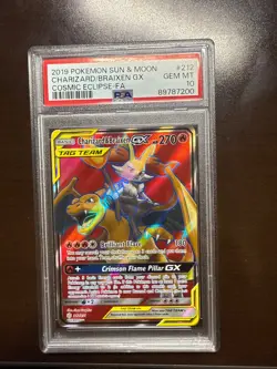 Pokemon GX Full Art Charizard and Braixen Tag Team Card 212/236 PSA 10 - Image 1