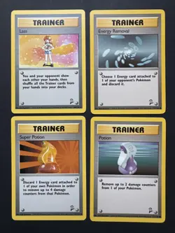 1999 POKEMON TCG VINTAGE WOTC BASE 2 SET TRAINER - 4 CARD LOT - Rare Lass - LP - Image 1