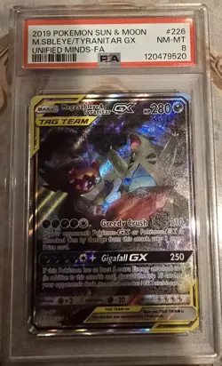 2019 Pokemon Sun & Moon Unified Minds Mega Sableye & Tyranitar Gx #226 PSA 8 - Image 1