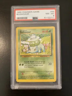 Pokemon Bulbasaur Base Set Unlimited 44/102 PSA 8 - Image 1