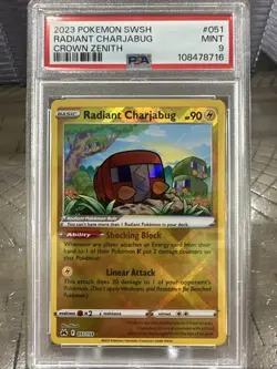 PSA 9 MINT RADIANT CHARJABUG 051/159 Crown Zenith 2023 Pokemon TCG - Image 1