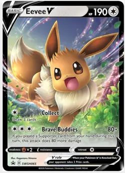 Pokemon TCG Eevee V SWSH065 Sword & Shield Black Star Promo Holo NM - Image 1