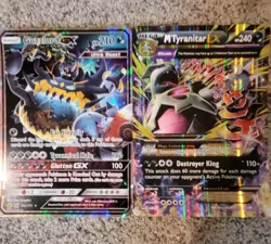 JUMBO Pokemon M Tyranitar EX 43/98 Holo & JUMBO Guzzlord GX 63a/111 Holo, nice! - Image 1