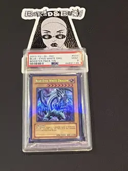 2002 Yu-Gi-Oh Promo Blue-Eyes White Dragon BPT Collector's Tin #009 PSA 9 Mint - Image 1