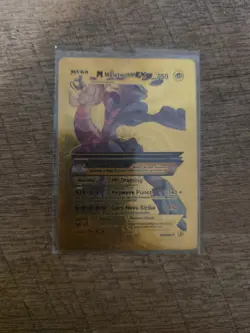 M Mewtwo EX Gold Foil Fan Art Card Hp750 Evolutions NM/M - Image 1