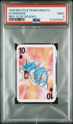 Gyarados Pokemon Playing Card Poker Mini Bicycle Spades 1999 Nintendo WOTC PSA 9 - Image 1