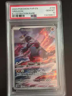 Pokemon TCG Sv04: Paradox Rift Groudon Holo Illustration Card 199/182 PSA 10 Gem - Image 1